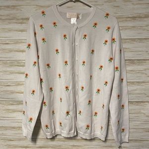 Vintage Button Up Sunflower Sweater